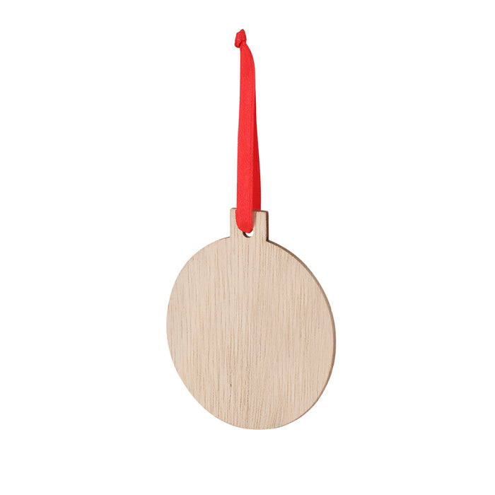 Wood Christmas Tree Ornament with Red Ribbon