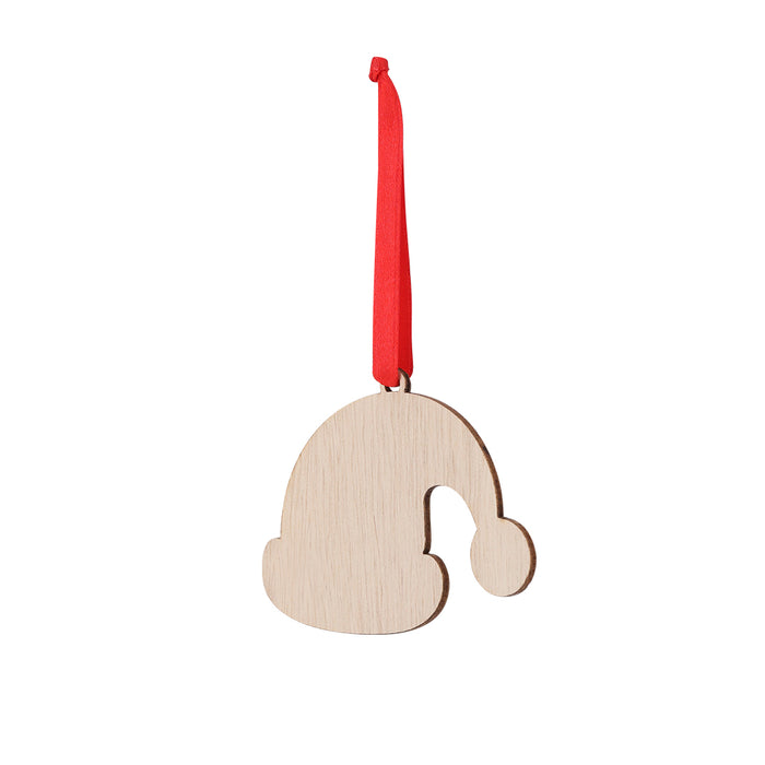 Wood Christmas Tree Ornament with Red Ribbon