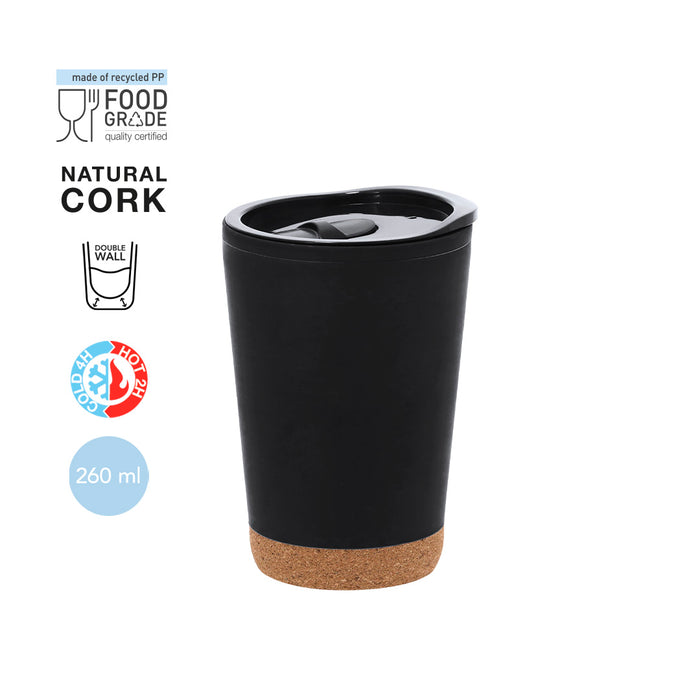 Insulated Cup with Lid and Cork Bottom