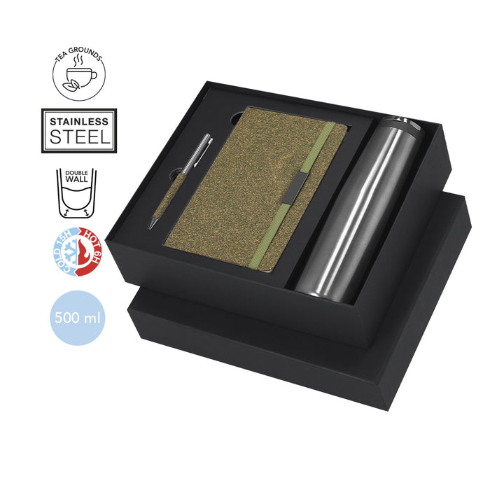 Notepad, Ballpoint and Thermal Bottle Set