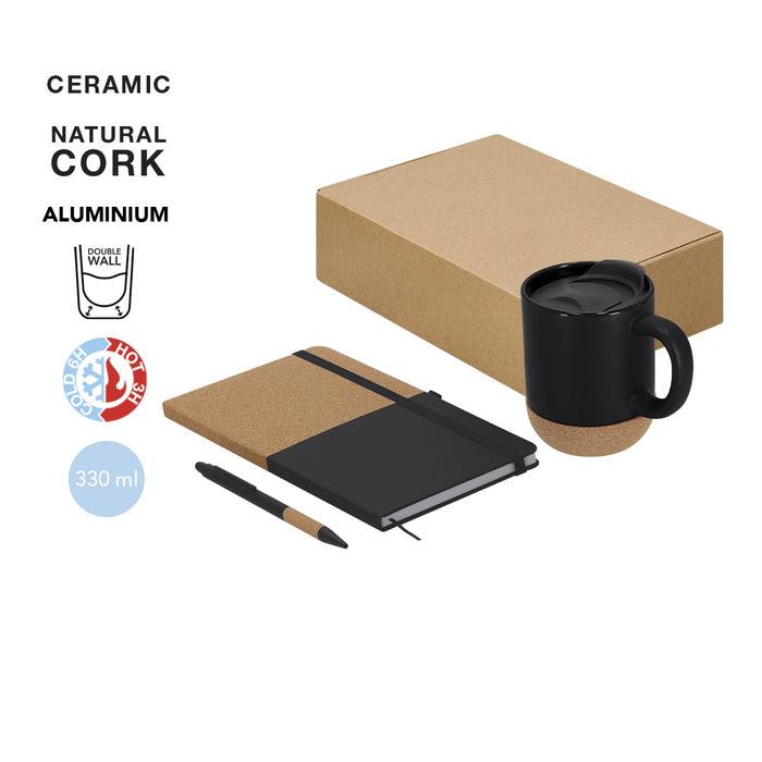Notebook, pen, and mug set