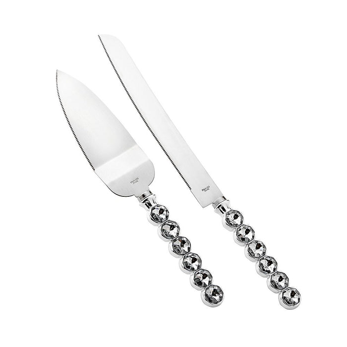 Glitz & Glamour Silver Cake Server Set With Large Rhinestones