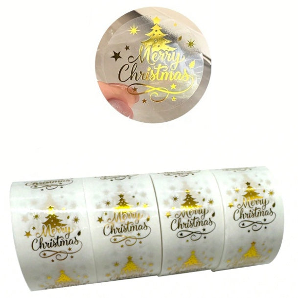 Round Merry Christmas Sticker Label