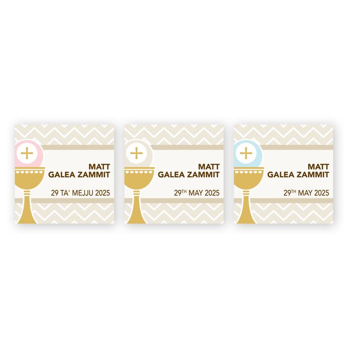 Tags Personalized - First Holy Communion - Chevron Chalice