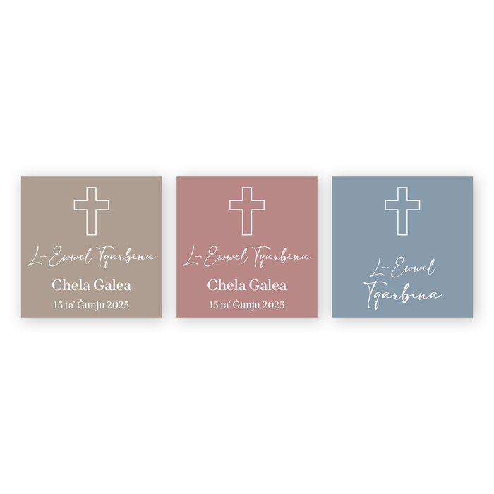 Tags Personalized - First Holy Communion - Cross with Solid Background