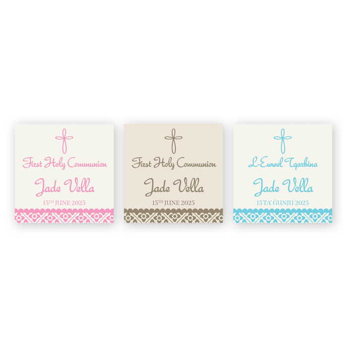 Tags Personalized -  First Holy Communion - Damask Tiles