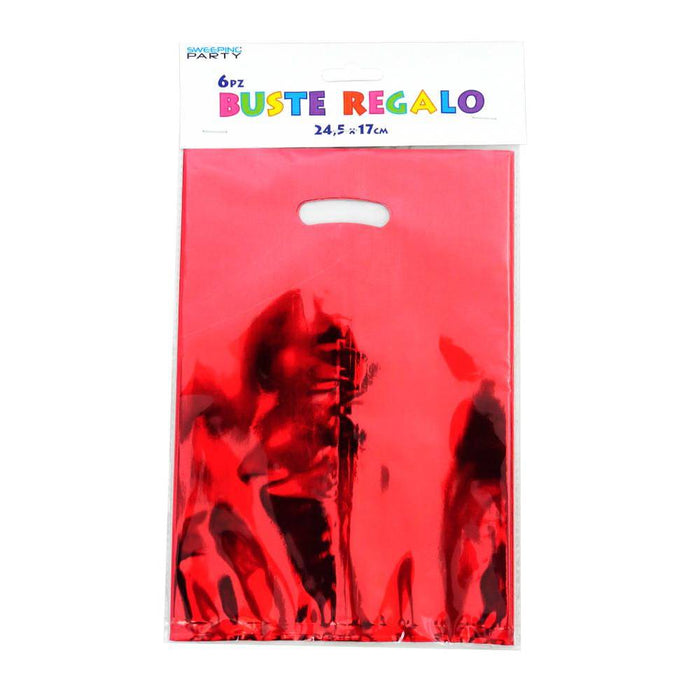 Gift Bag - Red - 24.5x17cm - 6pk