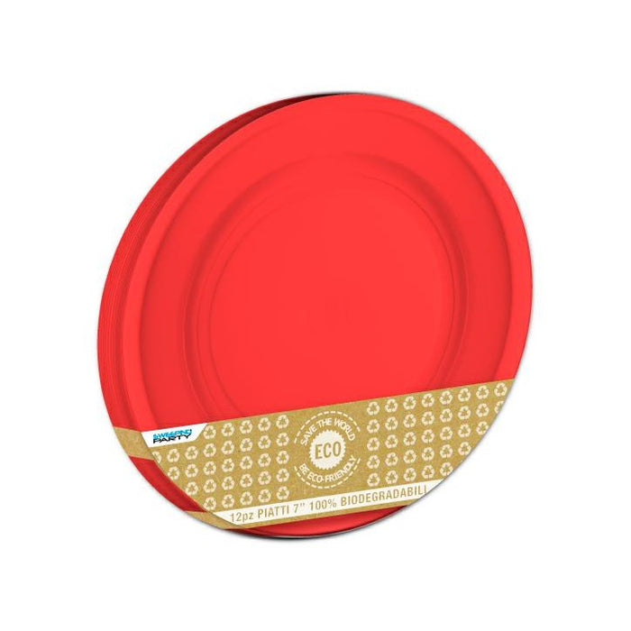 Dessert Plates - Biodegradable - Red 12pk