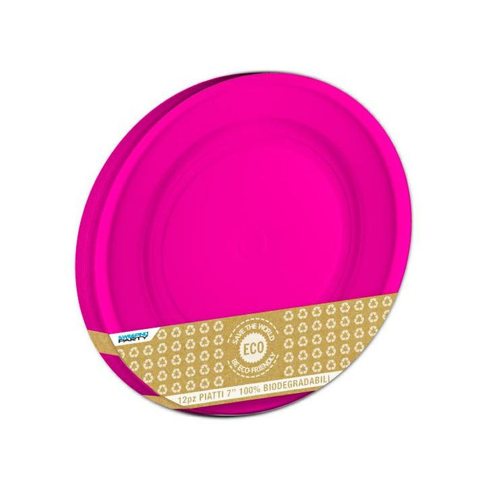 Dessert Plates - Biodegradable - Fuchsia 12pk