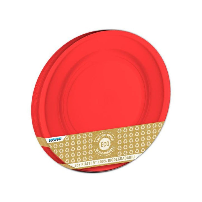 Lunch Plates - Biodegradable - Red 8pk