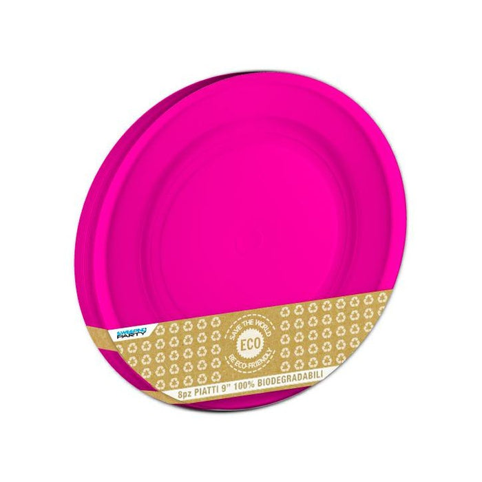 Lunch Plates - Biodegradable - Fuchsia 8pk