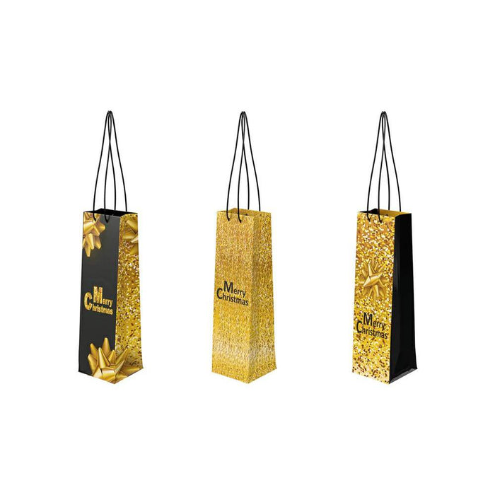 Christmas Bottle Bag - Black and Gold