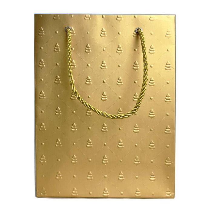 Christmas Gift Bag - Gold Embossed Trees
