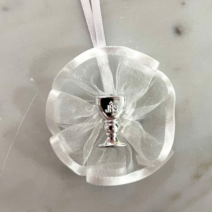 Domna for Girls - White Organza with Silver Chalice