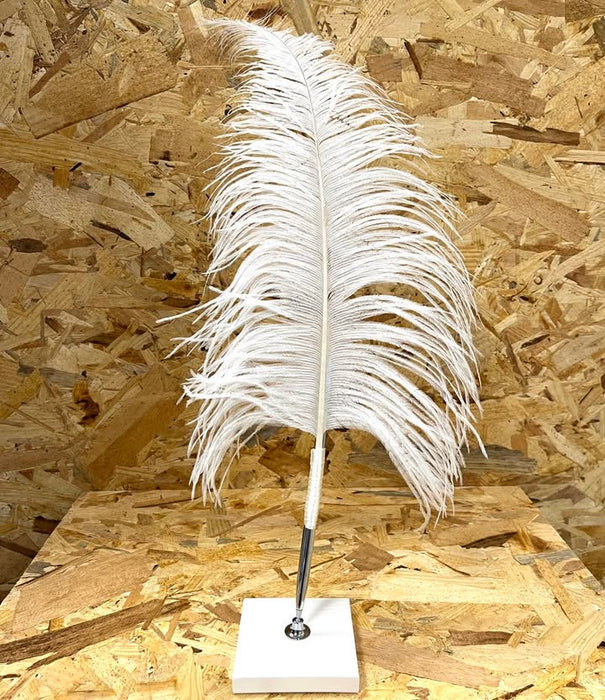 Feather Pen - White Feather Silver Pen