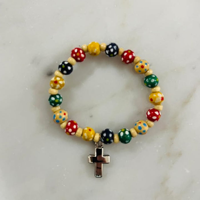 Rosary Bracelet Kids - Wood - Mixed Colours