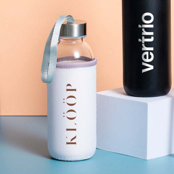 Glass Bottle with Coloured Neoprene Sleeve
