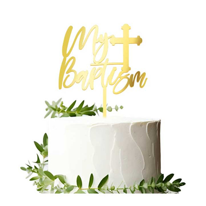 Acrylic Cake Topper - My Baptism - Gold