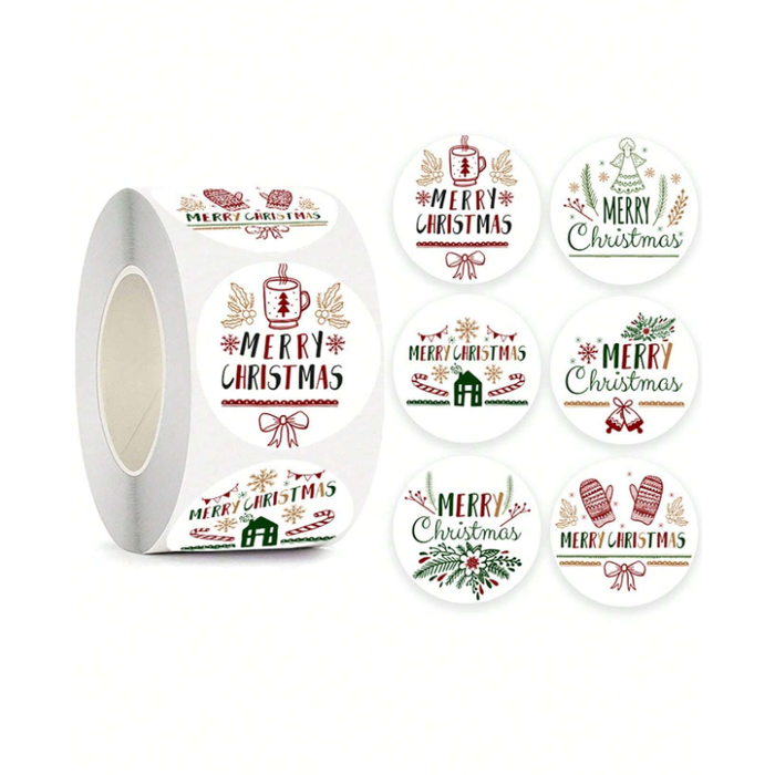 Round Christmas Sticker - Mixed Design