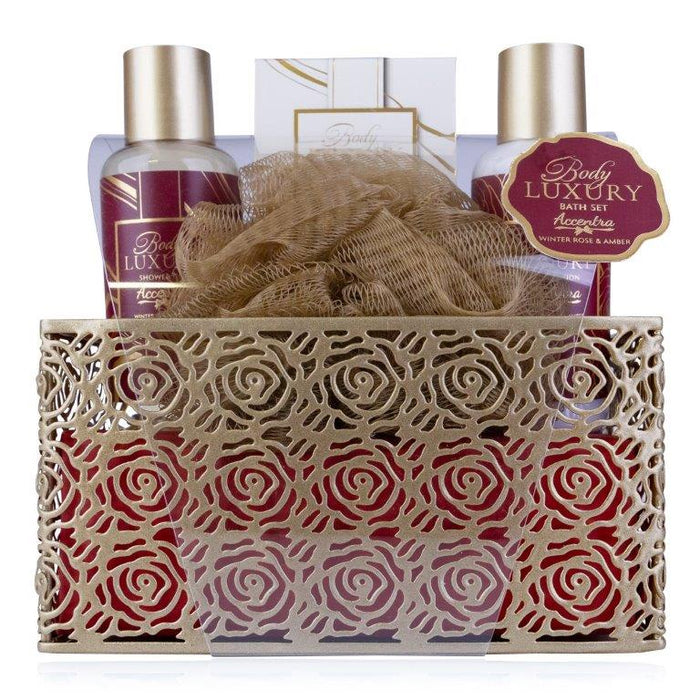 Bath Set Body Luxury in Metal Basket