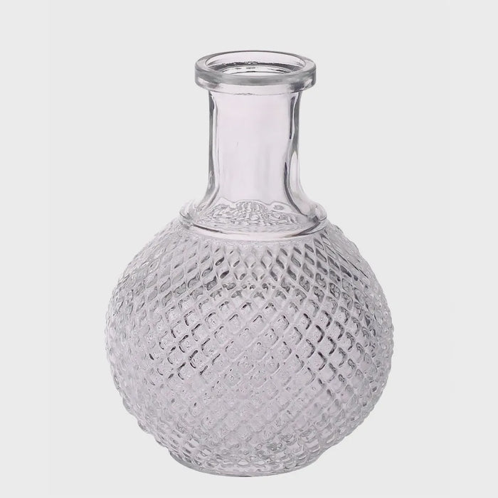 Textured Glass Bottle - 15cm - Clear