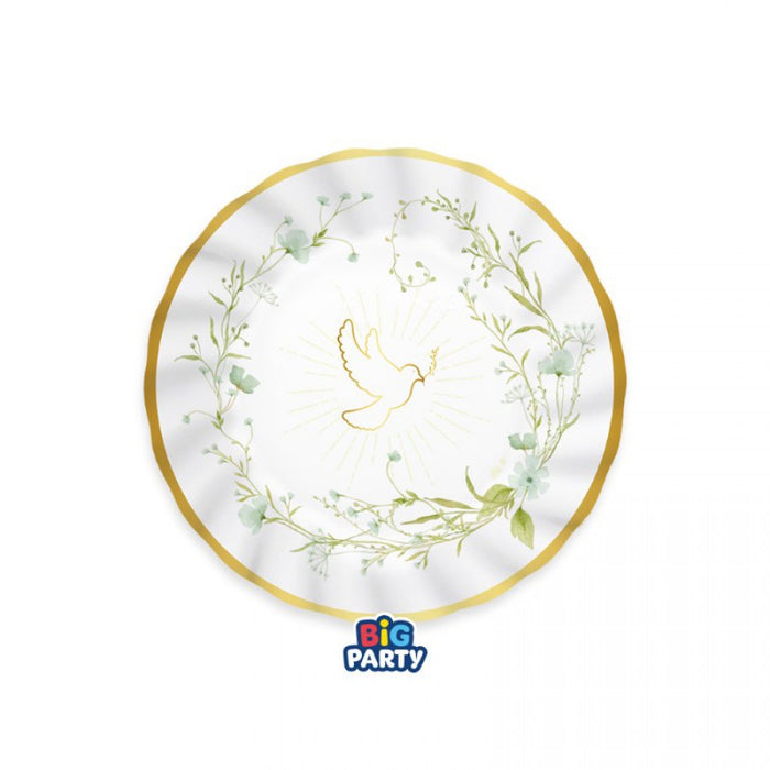 Dessert Plates - Confirmation Dove - 20cm - 6pk