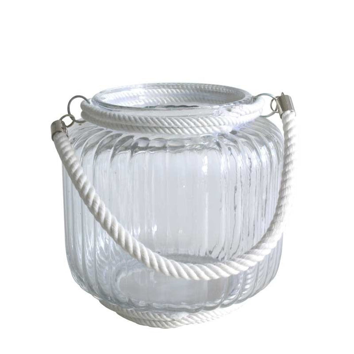 Glass Candle Holder With Rope Handle (17Cm)