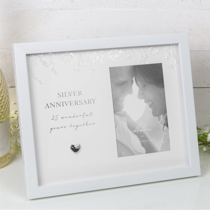 Amore White Frame - 25th Anniversary Frame - 4x6''