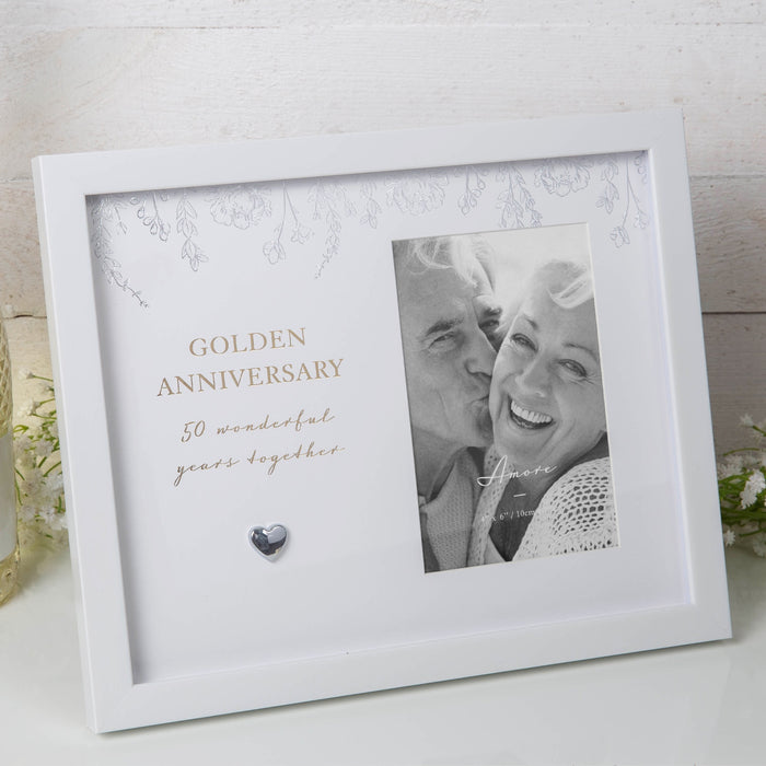Amore White Frame - 50th Anniversary Frame - 4x6''