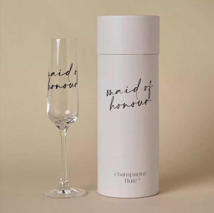 Amore Champagne Flute Black Words - Maid Of Honour