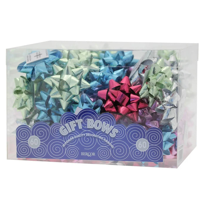 Metallic Assorted Embossed Mini Star Bows x 60