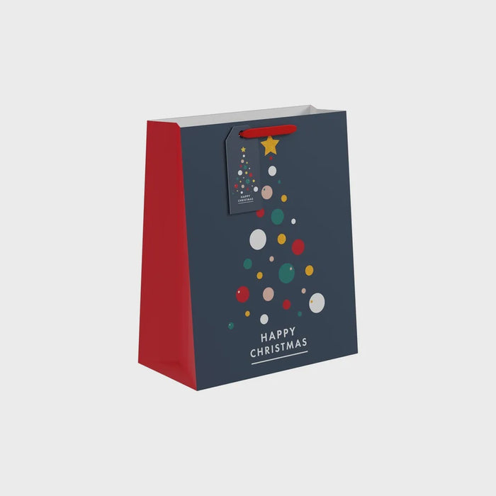Happy Holiday Bauble Tree Gift Bag L - 33 x 26.5cm