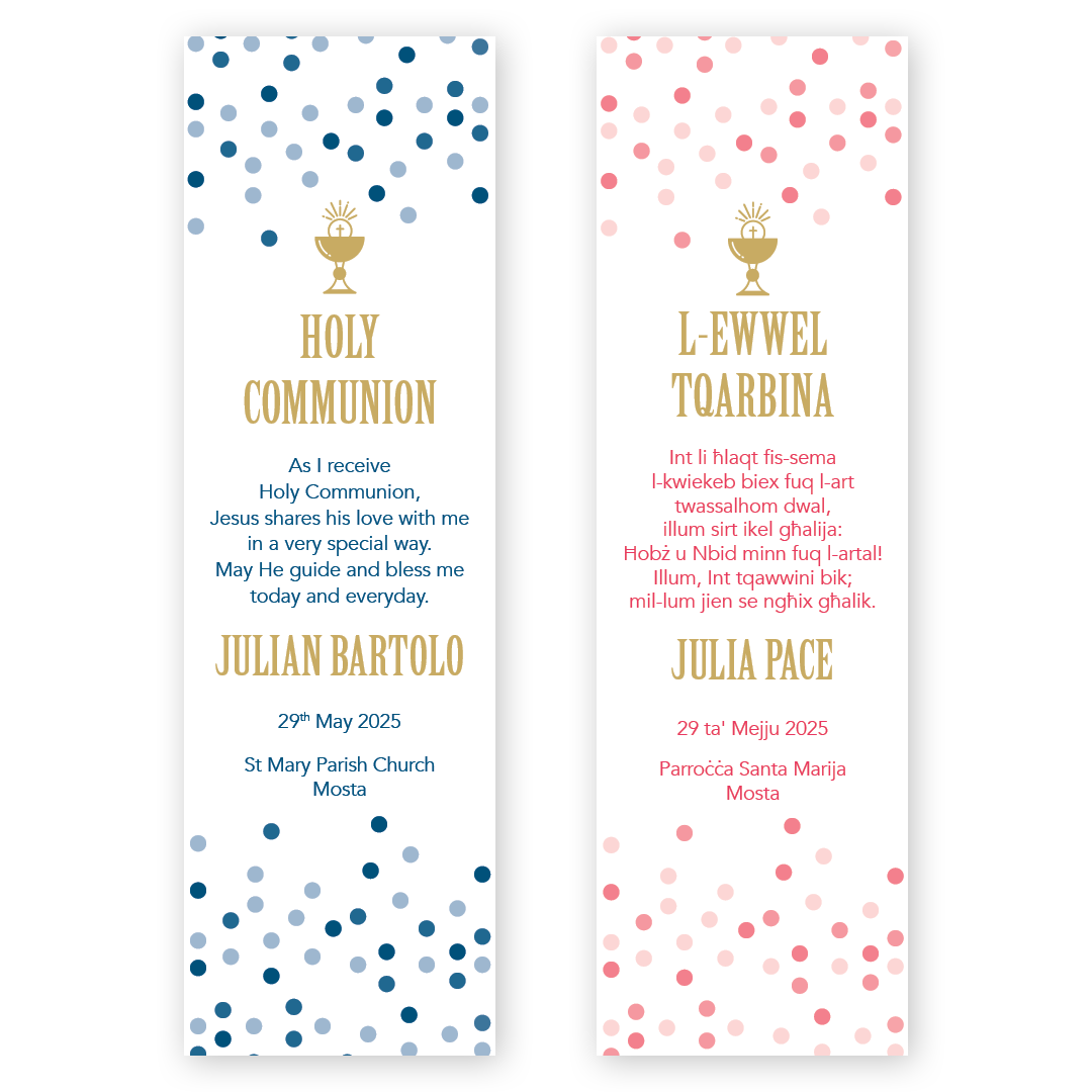 Bookmarks Personalized - First Holy Communion - Spots — Bow & Ribbon