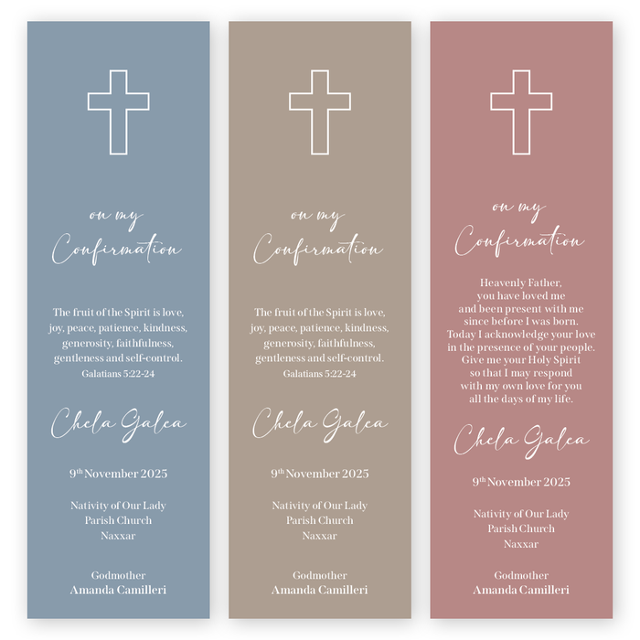 Bookmarks Personalized - Confirmation - Cross with Solid Background
