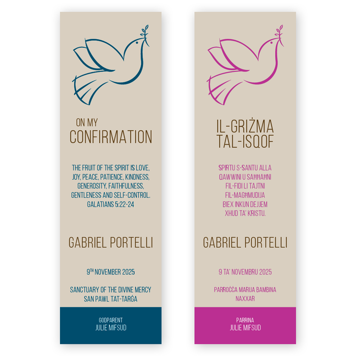 Bookmarks Personalized - Confirmation - Dove with Olive Branch