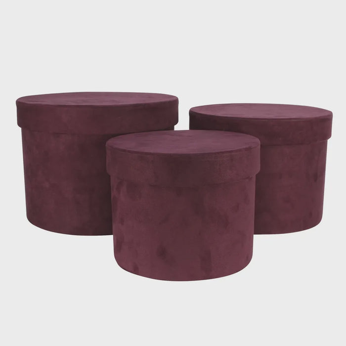Plum Suede Hat Box - 3 sizes