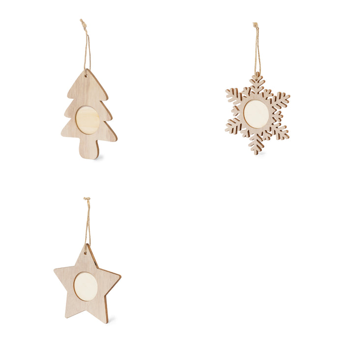 Wood Christmas Tree Ornaments with Photo Slot