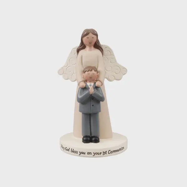 Resin Communion Statue/Guardian Angel/Boy 4 inch