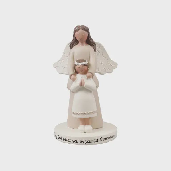 Resin Communion Statue/Guardian Angel/Girl 4 inch