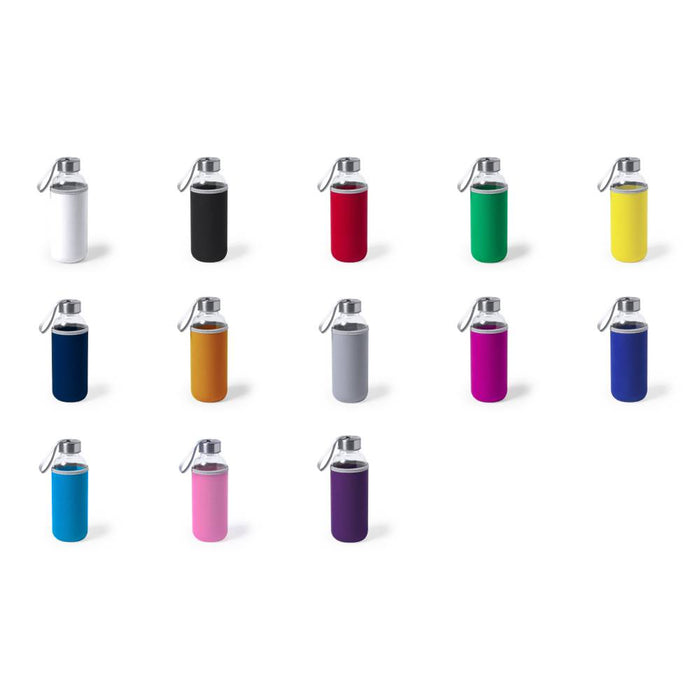 Glass Bottle with Coloured Neoprene Sleeve