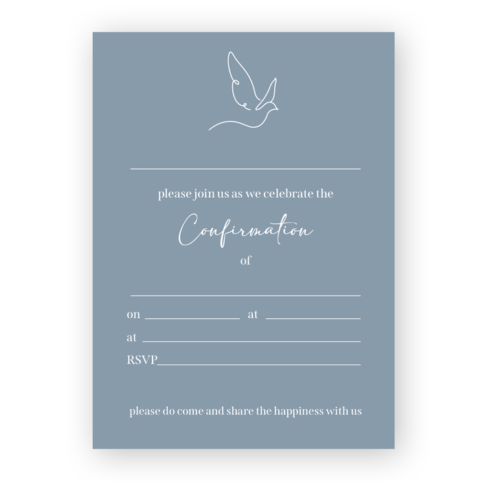 Invitation Fill-in - Confirmation - Dove with Solid Background - Blue