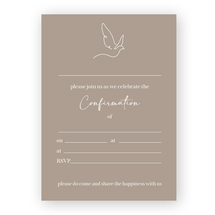 Invitation Fill-in - Confirmation - Dove with Solid Background - Taupe
