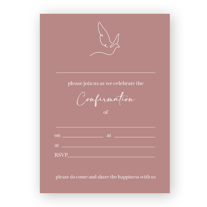 Invitation Fill-in - Confirmation - Dove with Solid Background - Pink