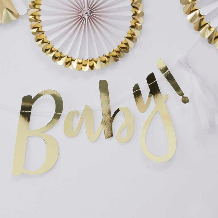 Gold Oh Baby! Baby Shower Bunting