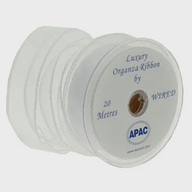 Organza Ribbon with Wired Edge - White - 30mm