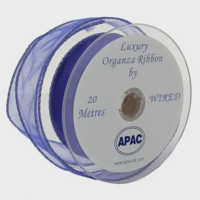 Organza Ribbon with Wired Edge - Royal Blue - 30mm