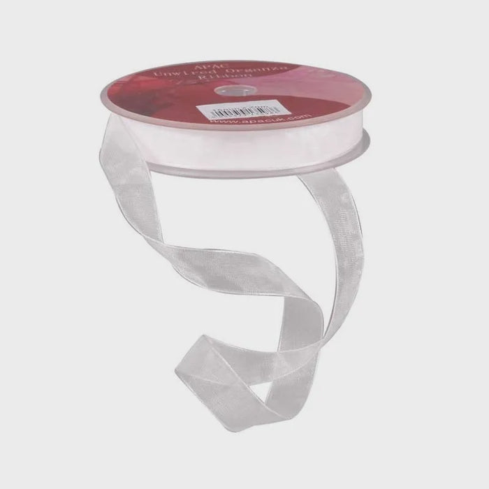 Organza Ribbon with Wired Edge - White - 15mm