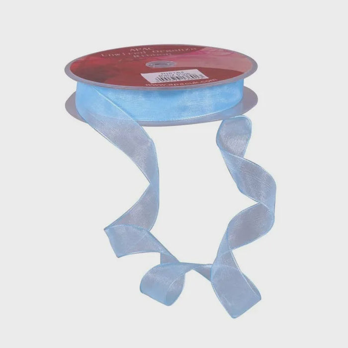 Organza Ribbon with Wired Edge - Baby Blue - 15mm