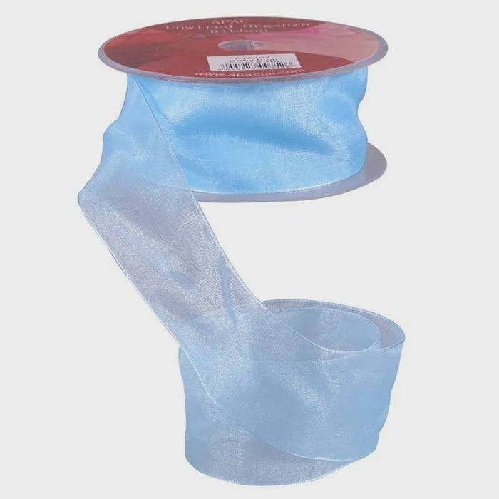 Organza Ribbon with Wired Edge - Baby Blue - 38mm