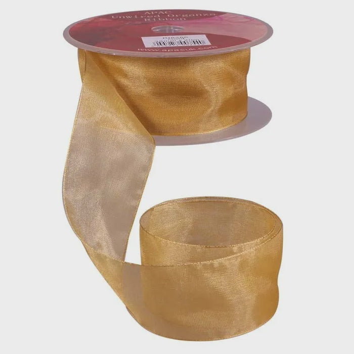 Organza Ribbon with Wired Edge - Gold - 38mm